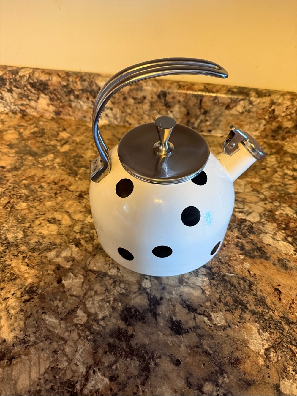 kate spade White and Black Polka Dot Whistling Kettle price is firm